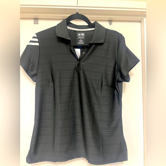 Adidas - Golf ClimaCool Mesh Polo With Textured Striped Pattern,black size M NWT - Picture 1 of 7
